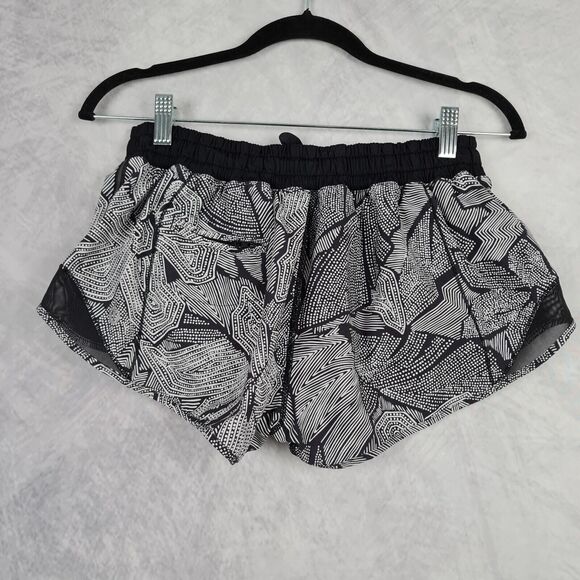 Lululemon Hotty Hot Shorts Womens 8 Black White Lined 2" Regular Gym Running - Picture 7 of 16